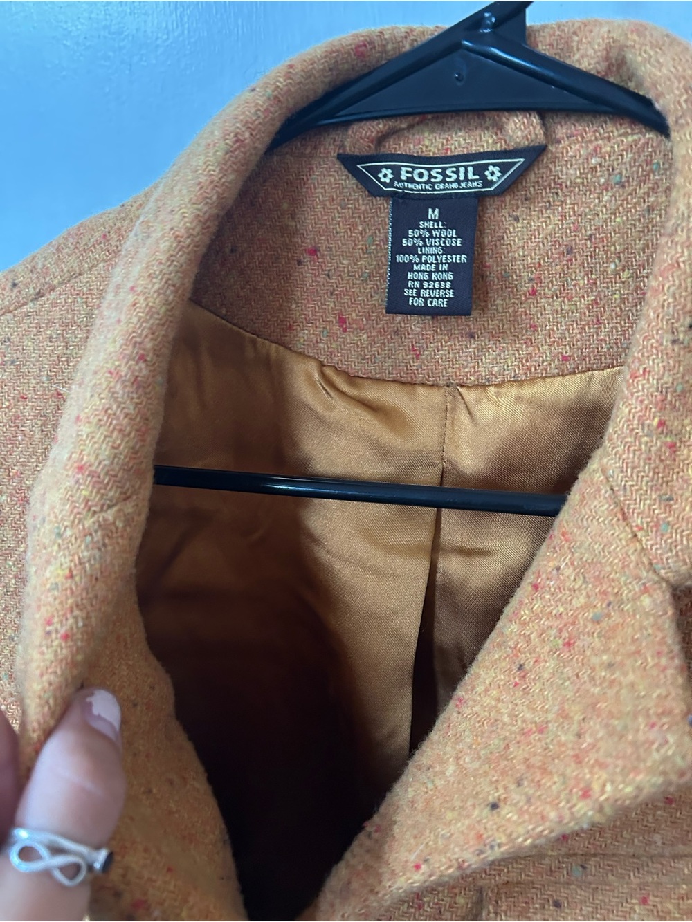 Fossil Mustard Wool-Blend Notch Collar Button Jacket View 6
